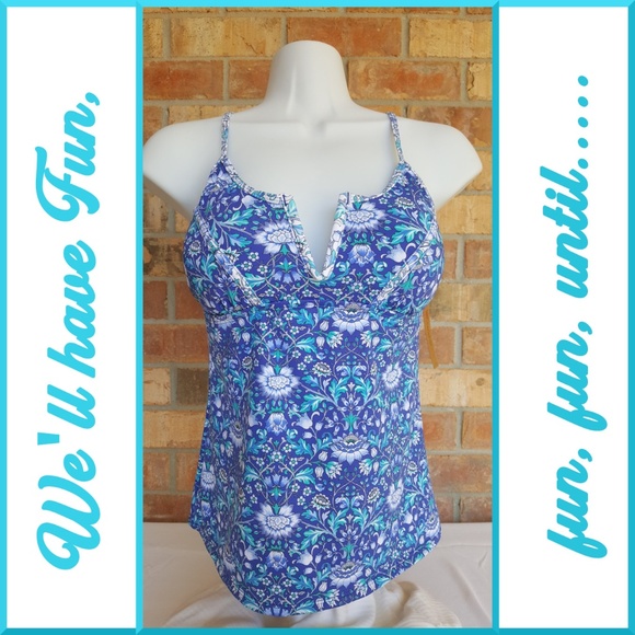 Daniel Cremieux Other - Blue, white, and turquoise Cremieux Tankini